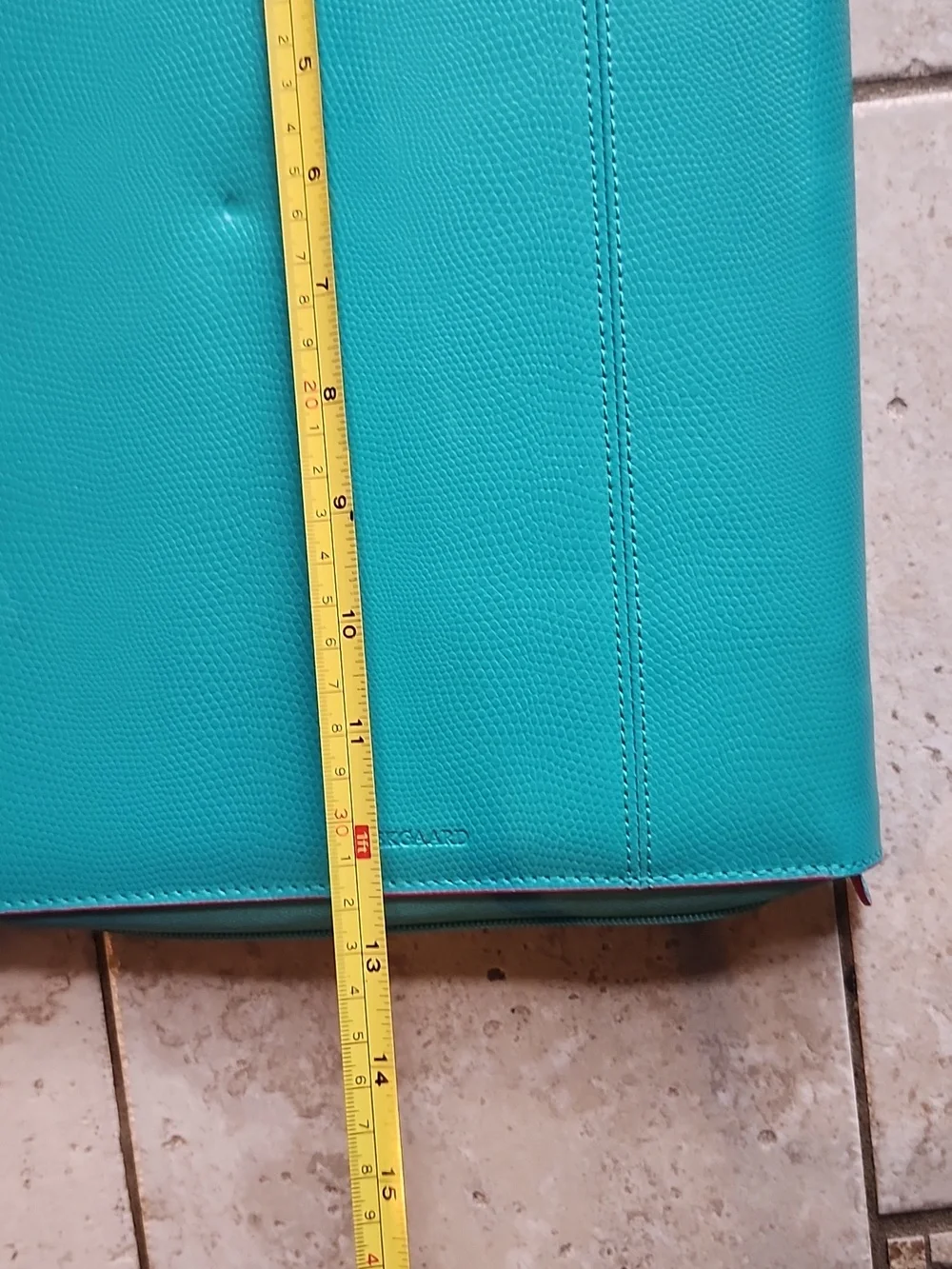 Baekgaard Teal Croc Embossed Leather Zipper Binder